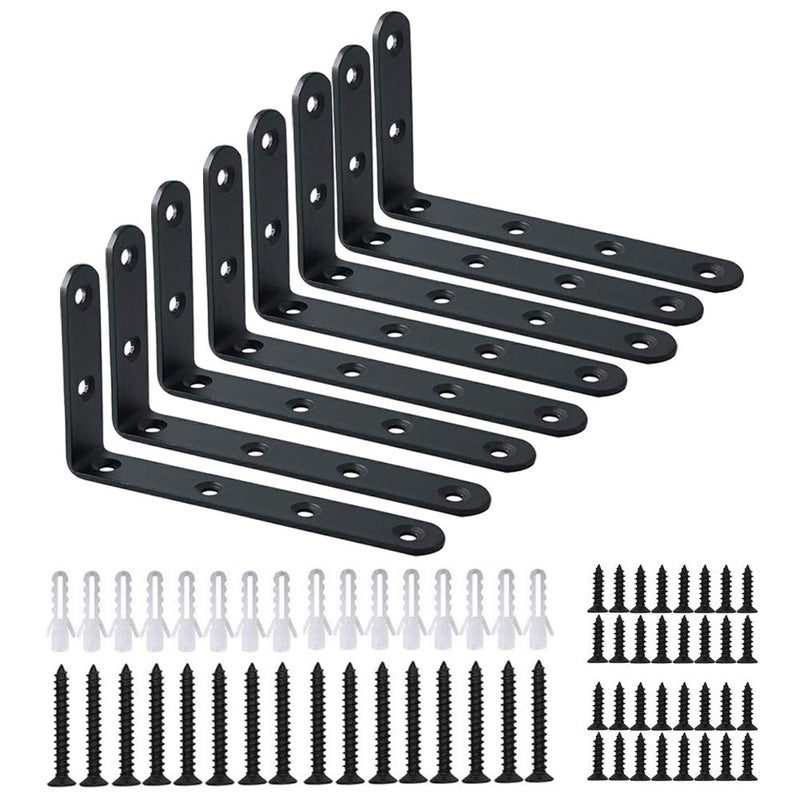 WINKER Corner Brace 16Pcs Shelf Bracket Heavy Duty Black Steel L Corner Brace, Decorative Joint Angle Bracket for Shelf 5 InchX3 Inch Shelves Wall Hanging Bracket with Screws5 InchX3 Inch(16PCS)) - Image 1
